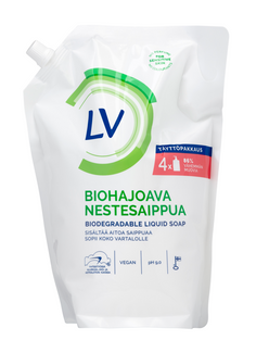 LV Biohajoava nestesaippua täyttöpussi 1,2l