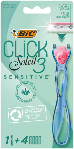 BIC systeemiterä Click Soleil 3 Sensitive + 4kpl vaihtoteriä