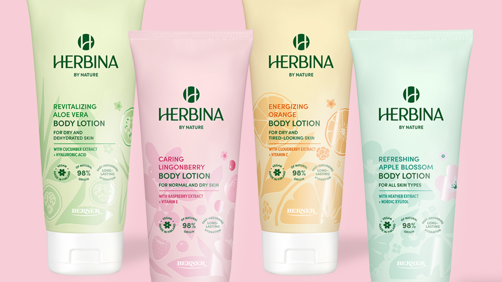 Vartalovoiteet: Värikkäät Herbina vartalovoiteet rivissä