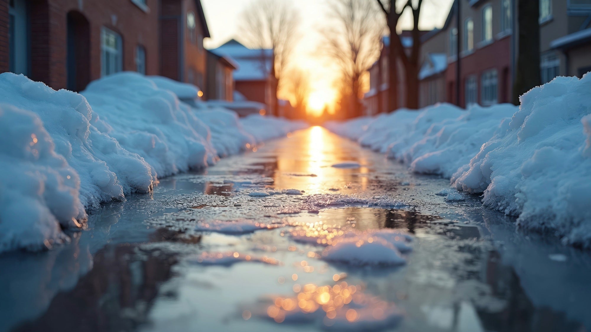Loskainen katu ja auringon lasku