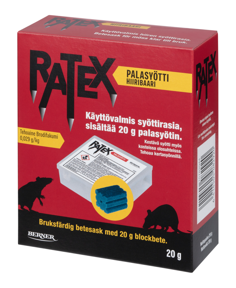 Tuotekuva: Ratex palasyötti 20g syöttirasiassa