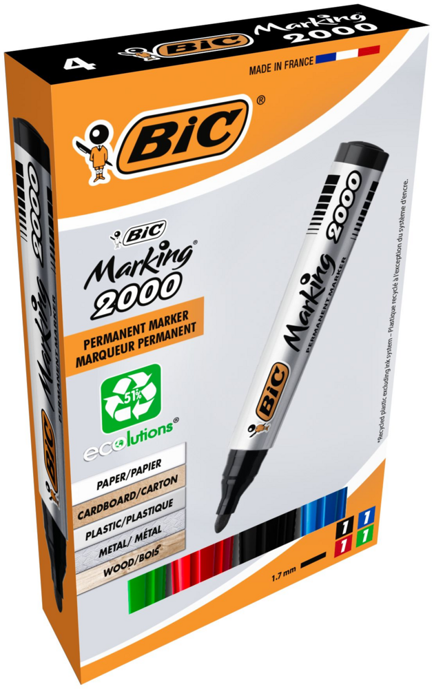 Tuotekuva: BIC Marking 2000 merkkaustussi värilajitelma 4kpl