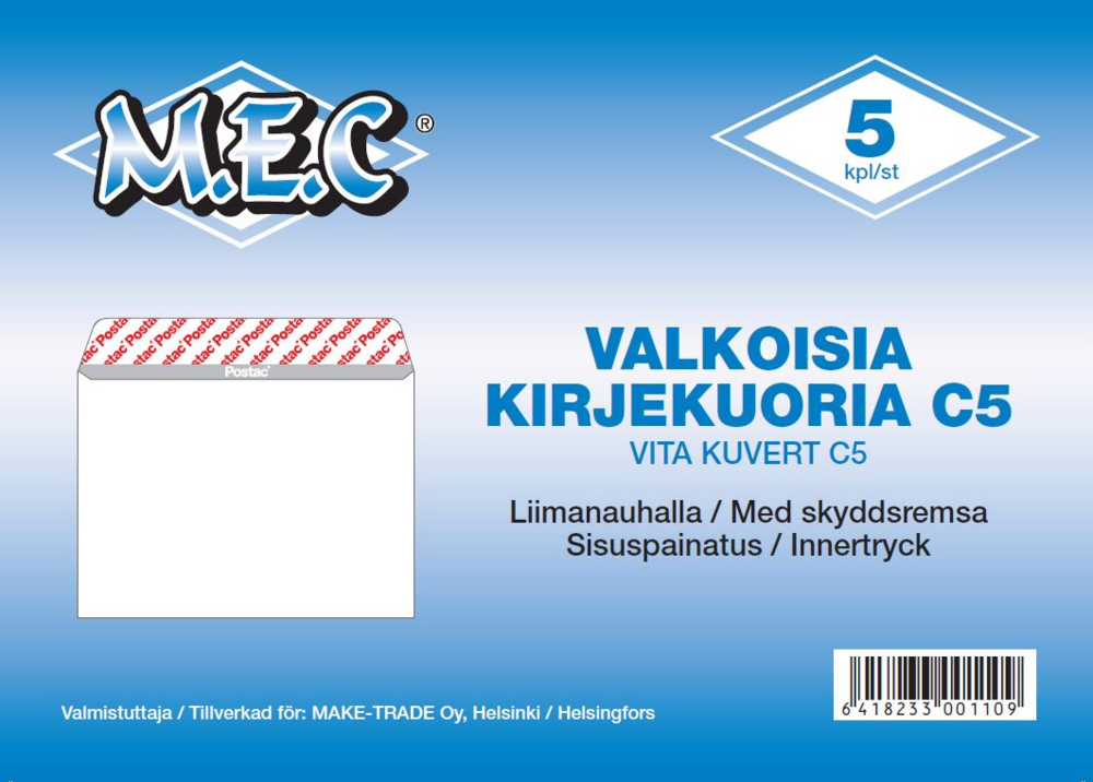 Tuotekuva: Mec kirjekuori C5 valkoinen 5kpl