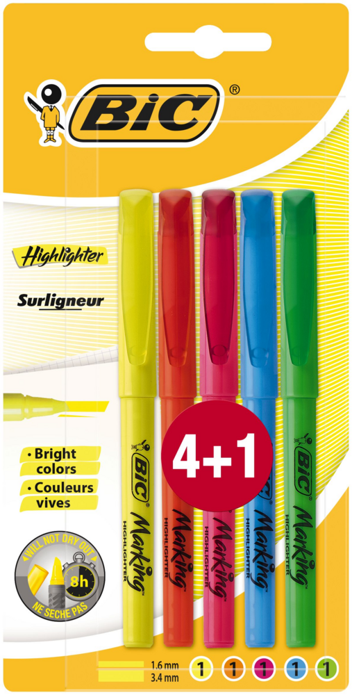 Tuotekuva: BIC Highlighter korostuskynä 4+1kpl