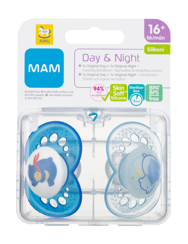Tuotekuva: Ainu Mam 16+kk original Day&Night silikonitutti 2 kpl