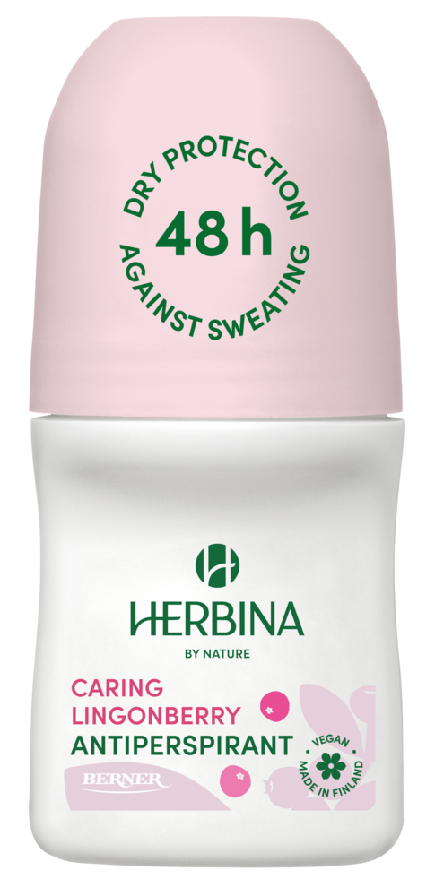Tuotekuva: Herbina 50ml antiperspirantti roll-on Caring Lingonberry