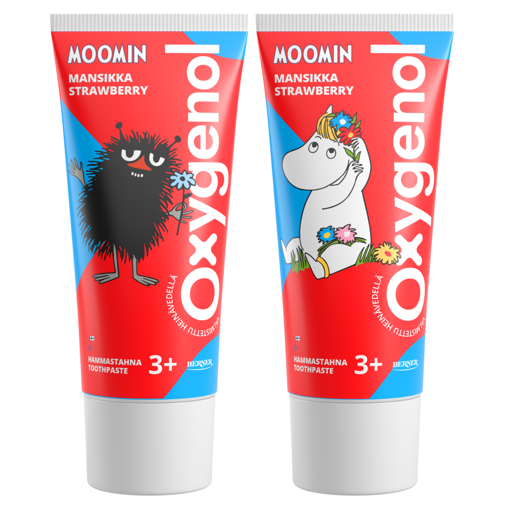 Tuotekuva: Oxygenol Moomin 50ml Mansikka hammastahna 3+
