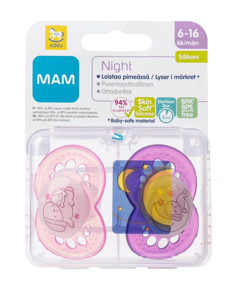 Tuotekuva: Ainu Mam Original Night 6-16 silikonitutti 2 kpl