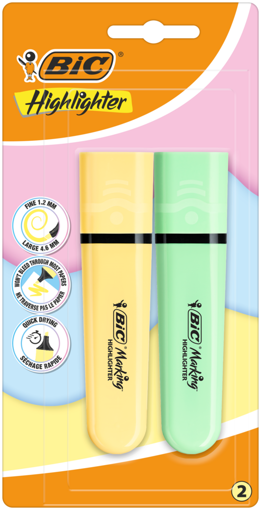Tuotekuva: BIC Hightlight pastellin v�riset kosrostuskyn�t 2kpl