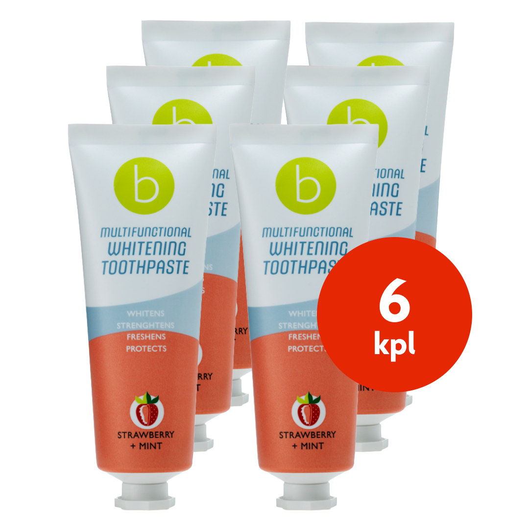 Beconfident valkaiseva hammastahna 75ml mansikka+minttu x 6 - säästöpakkaus