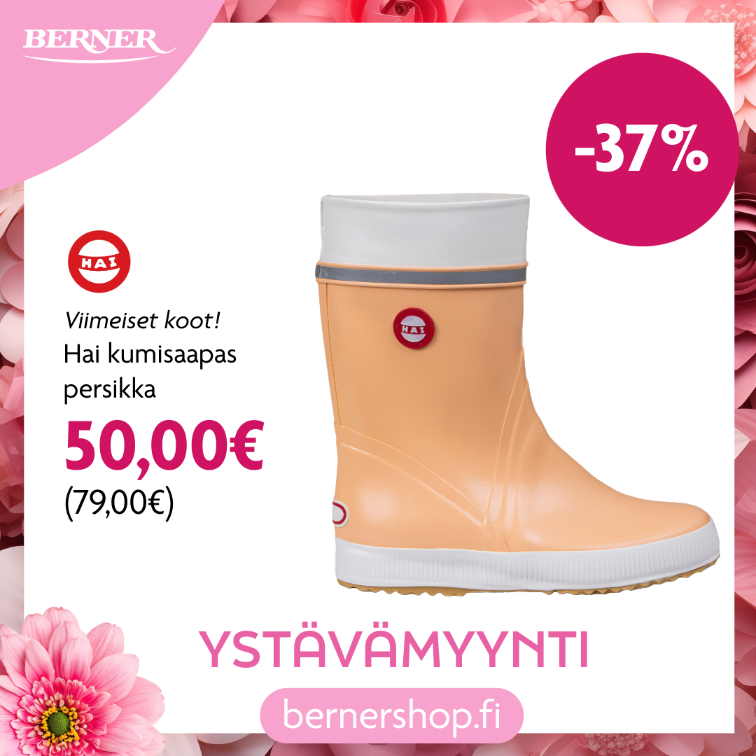 Ystävämyynti Hai persikka kumisaapas viimeiset koot -37%