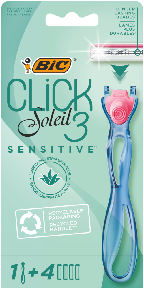 
BIC systeemiterä Click Soleil 3 Sensitive + 4kpl vaihtoteriä - Default Title
