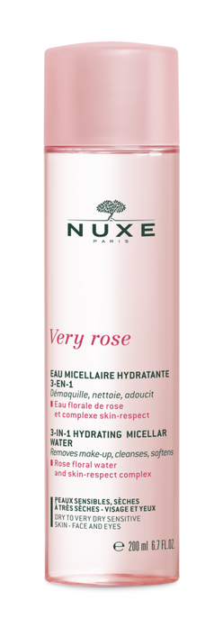 Nuxe Very Rose 3-in-1 Hydrating Micellar Water for face and eyes - dry to very sensitive skin -misellivesi 200 ml