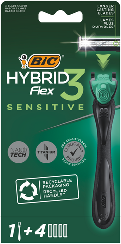 BIC systeemiterä Hybrid Flex 3 Sensitive + 4kpl vaihtoteriä